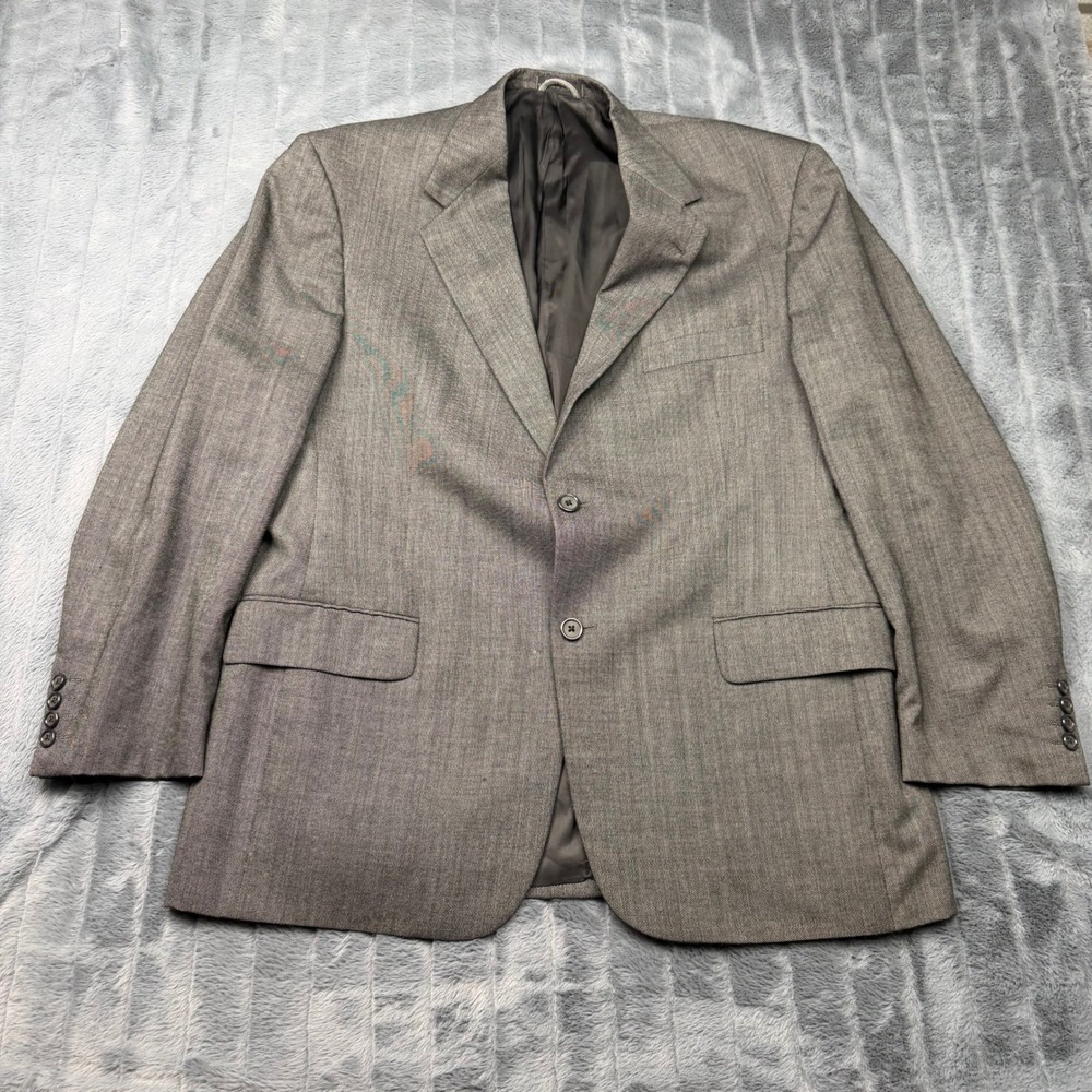 Stafford Executive Mens 44R Grey Worsted Wool Blazer Sport Coat 2 Button Jacket